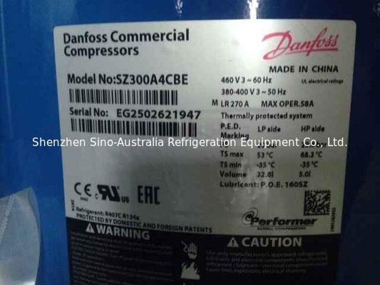 Compressor comercial SZ300A4CBE R407C 25HP do condicionamento de ar do rolo do executor de Danfoss